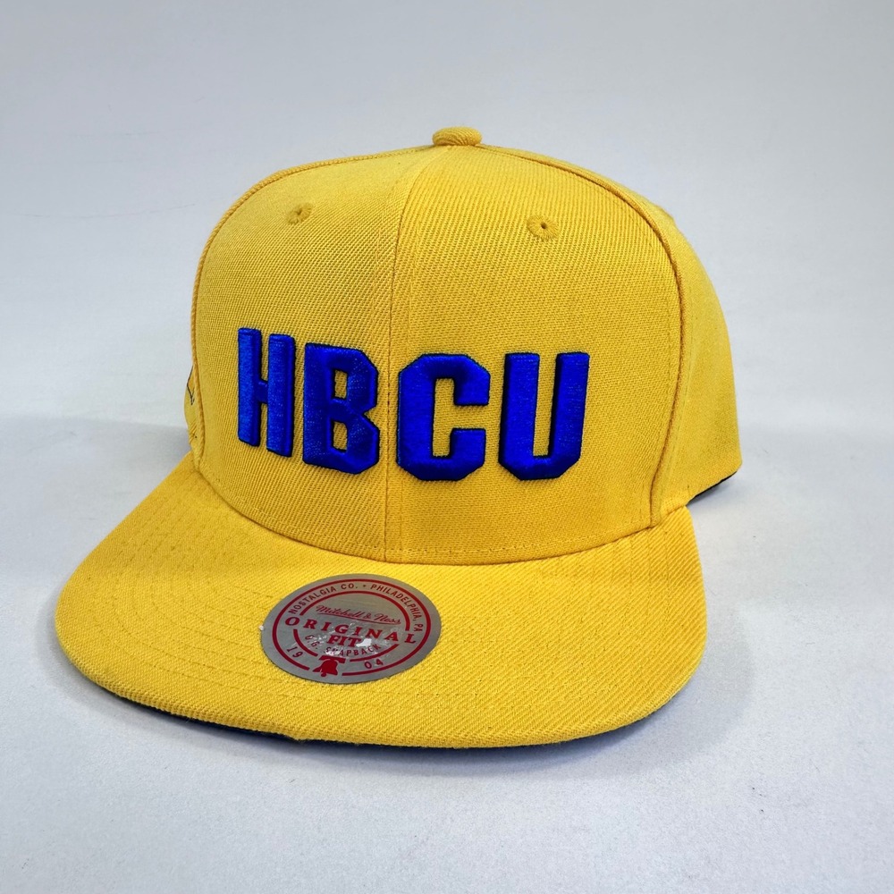 Mitchell & Ness HBCU Snapback Hat Yellow Blue Original Fit Flat Brim Cap